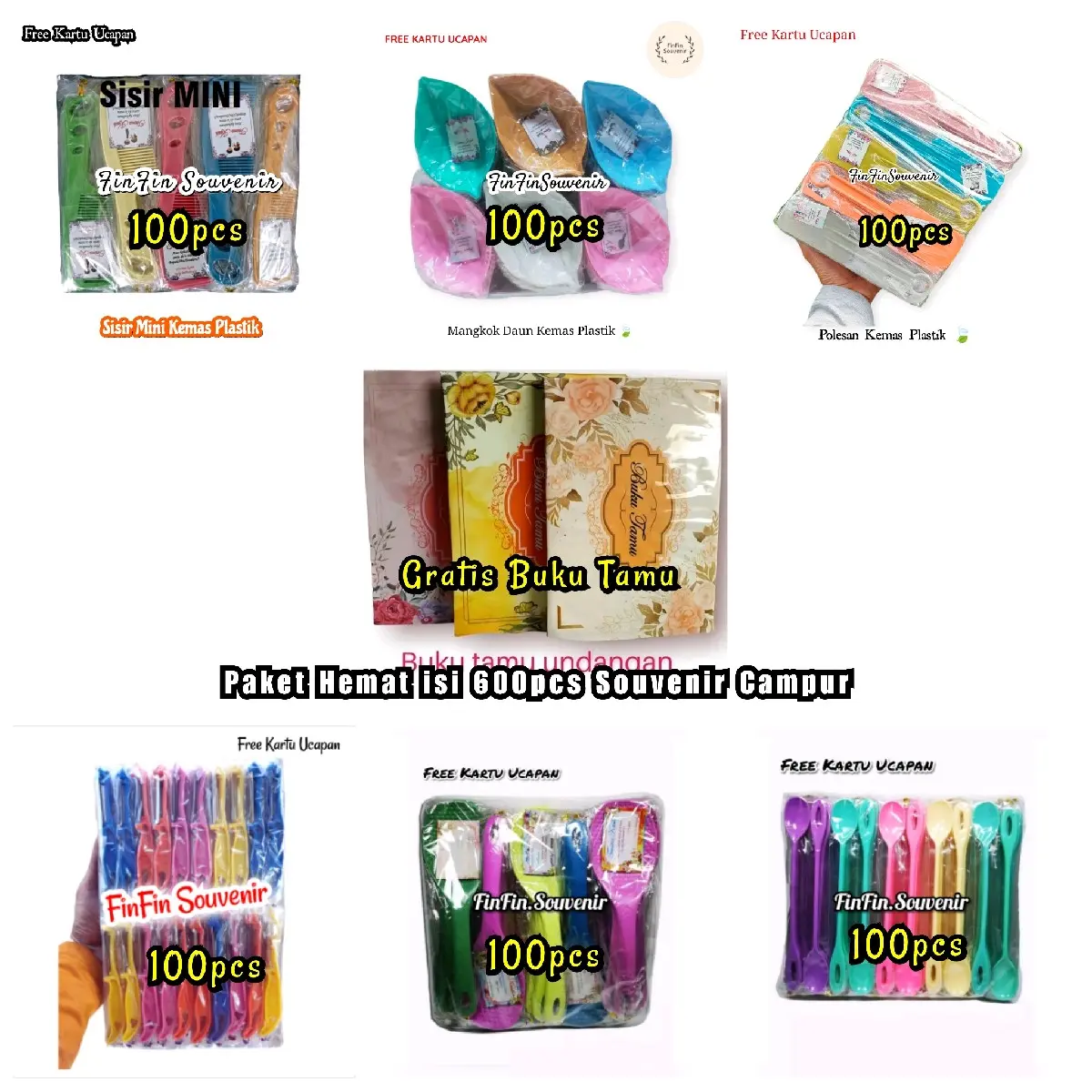 Souvenir Peket Hemat C isi 600pcs Campur Gratis Buku Tamu Souvenir