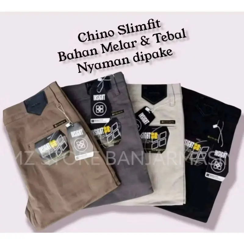 Celana Chino Panjang Slimfit Pria Hitam Abu Moca Cream Bahan Lentur Enak Dipakai Jalan Formal dll Santai Dewasa Distro