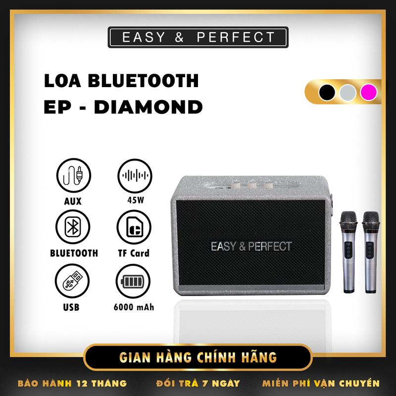 [E&P] Loa karaoke bluetooth EP-DIAMOND PHIÊN BẢN NÂNG CẤP Kèm 2 Micro Cao Cấp, Hát Karaoke Cực Hay, Quai Da Chắc Chắn, Chính Hãng BH 12 Tháng