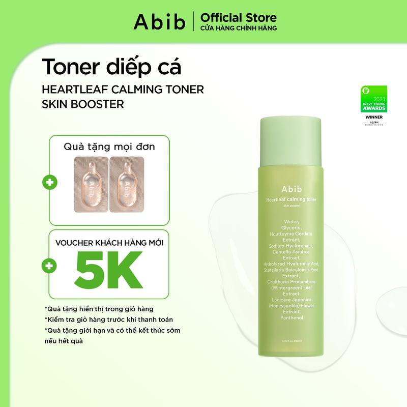 Nước cân bằng chiết xuất diếp cá giúp làm dịu da cấp ẩm Abib Heartleaf Calming Toner Skin Booster 200ml
