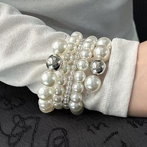 Gelang dan Kalung Mutiara, Mewah dan Mewah, Berbilang Lapisan, Untuk Wanita, Gaya Perancis, Buatan Tangan, Unik dan Fesyen, Barang Kemas Gaya Mahkamah, Kualiti Tinggi