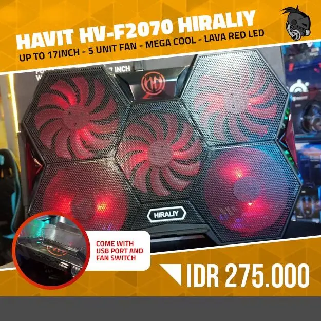 Cooler Hiraliy Gaming 5Fans Led Red HV-F2070 Havit