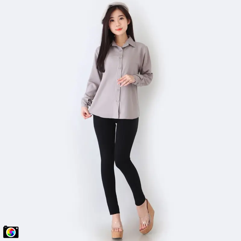 KEMEJA AUREL Basic Fit Panjang Wanita Katun Tangan viral 3