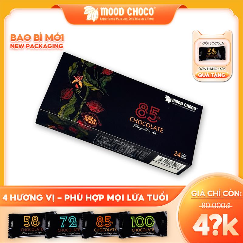 Socola Đen Hộp 24 Gói Nhiều Hương Vị Đắng Ngọt Nguyên Chất 120 gram Sô Cô La Ca Cao Dark Chocolate
