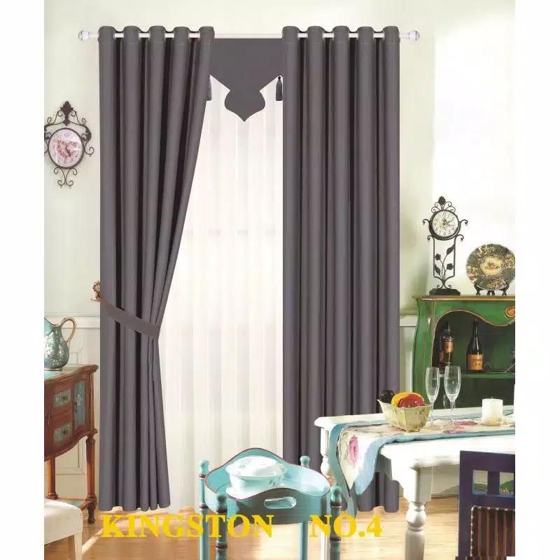 gorden minimalis embos polos Jendela Pintu Tali Curtain 4