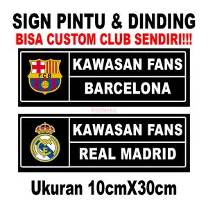 Hiasan Dinding Pintu Kamar Kawasan Fans Bola Ukuran 10x30cm Free Double Tape Pajangan Pintu