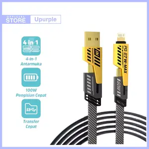 Kabel Data 4 in 1 1 Meter Fast Charging HP Kabel Casan 4in1 Type C USB iOS Lightning USB PD27W 65W