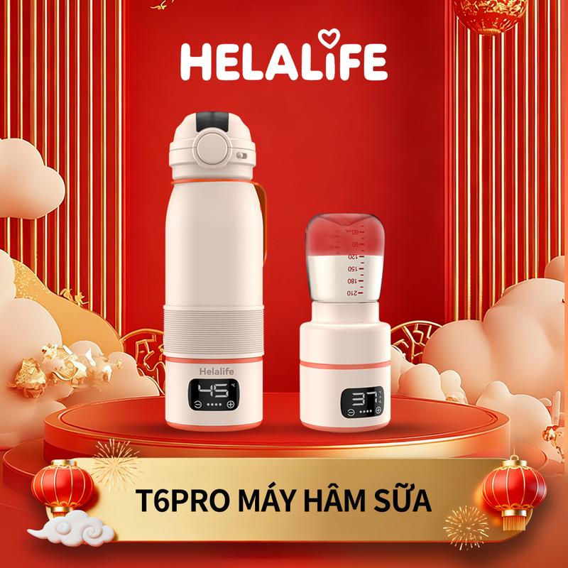 Ấm đun nước và máy hâm sữa di động cho Em Bé Mini Helalife T6Pro Dung tích 500ml Có thể hâm nóng đến 100 độ Bảo hành miễn phí một năm VN