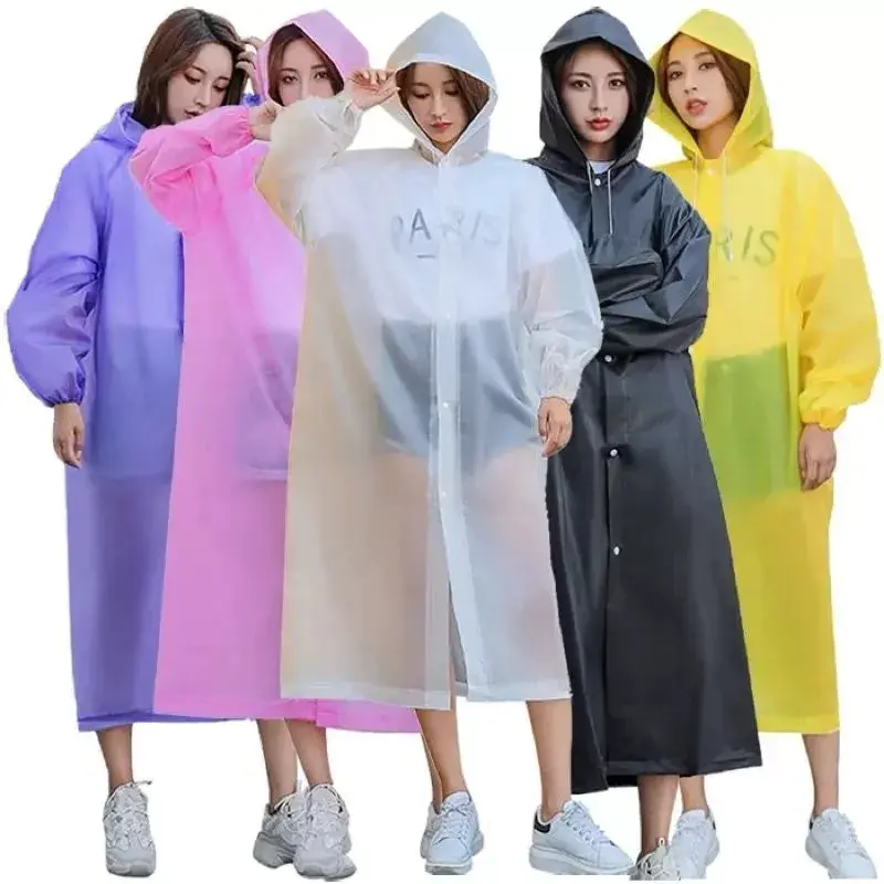 Jas Hujan EVA Pria Wanita Tebal Dewasa Mantel Hujan Dewasa Tebal Semi Transparan Unisex Bahan EVA Perlindungan Optimal Untuk Sehari-hari