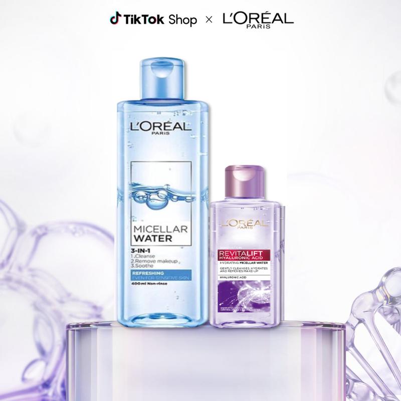 Bộ đôi nước tẩy trang làm sạch sâu, loại bỏ bụi bẩn L'Oreal Paris Micellar Water 400ML & 95ML