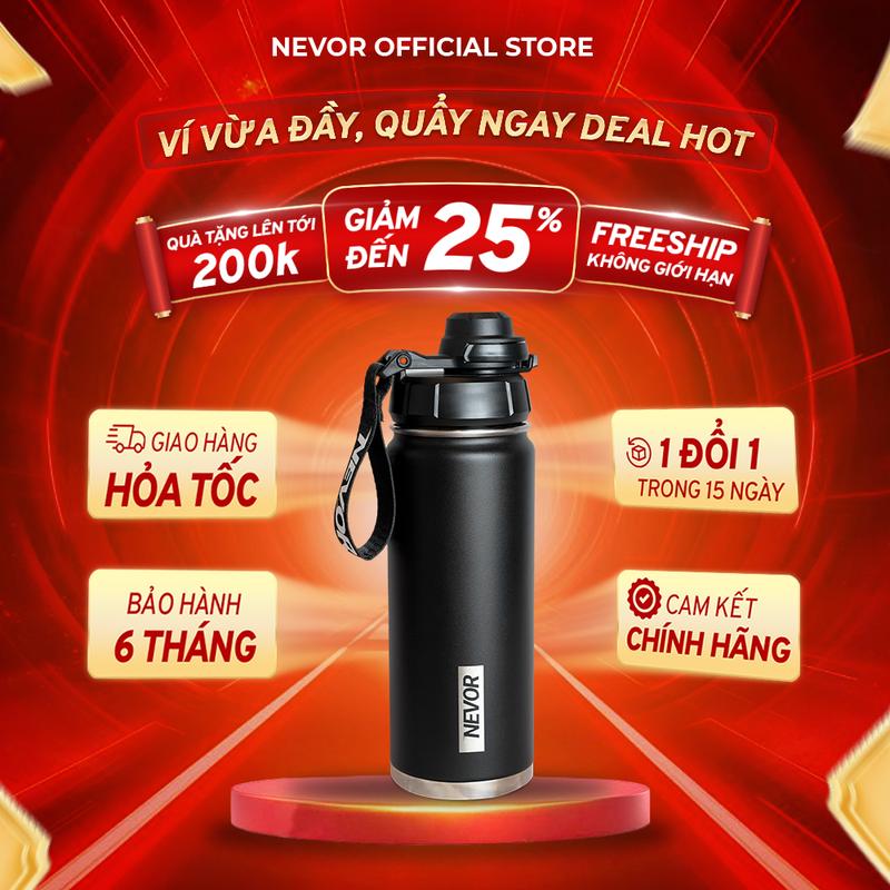 NEVOR Bình Giữ Nhiệt Nevor Cao Cấp BGN01 532ml Công Nghệ Một Điểm Chạm Giữ Lạnh 24H & Giữ Nóng 12H Thép Không Gỉ Không Rò Rỉ