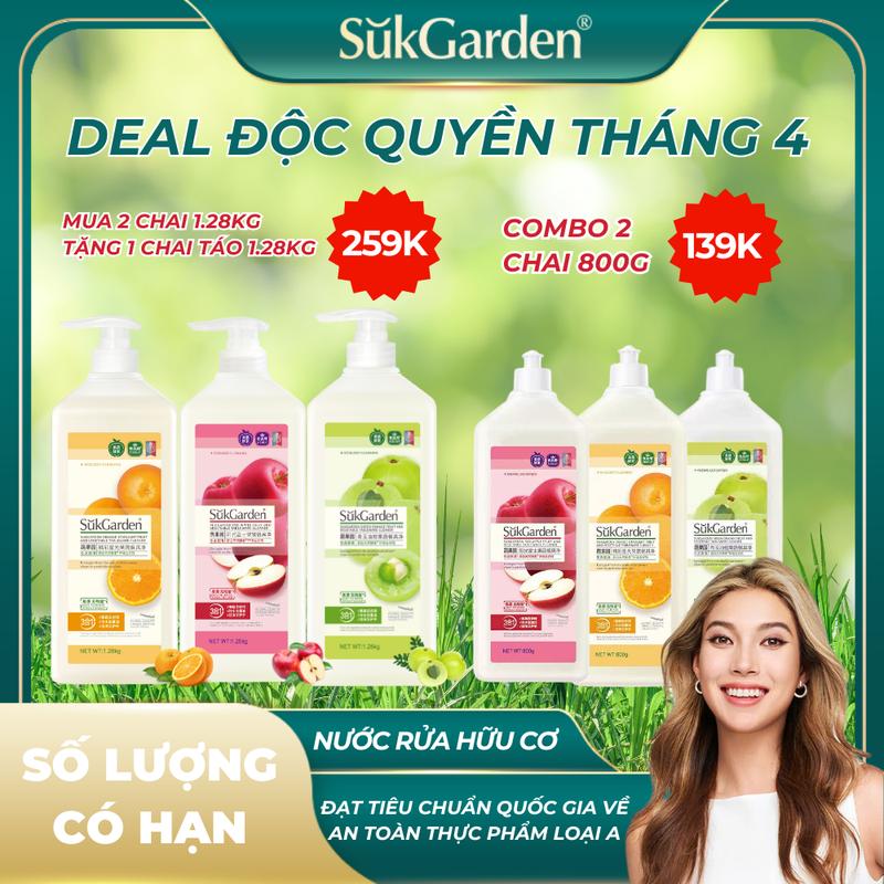 [SẮP LÊN GIÁ] Nước Rửa Hữu Cơ SukGarden Chiết Xuất Hương Trái Cây - Hỗ Trợ Làm Sạch Rau Củ, Bát Đũa, Dụng Cụ