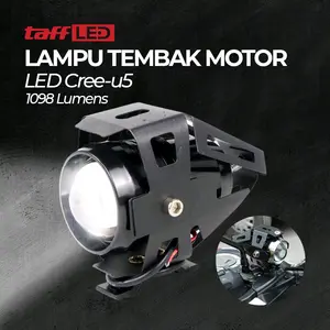 Taff LED Lampu Tembak Motor LED Cree U5 1098 Lumens 12V 3 Mode Lampu Sorot Motor Super Terang Anti Air Bodi Aluminium Anti Karat