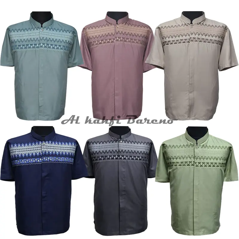 Baju Koko Pria Dewasa Terbaru Koko Lengan Pendek Baju Koko Bordir Koko Katun Mikro COD Katun Muslim 0