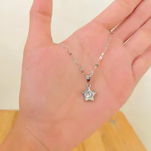 Kalung titanium silver liontin bintang permata satu anti luntur dan karat perhiasan