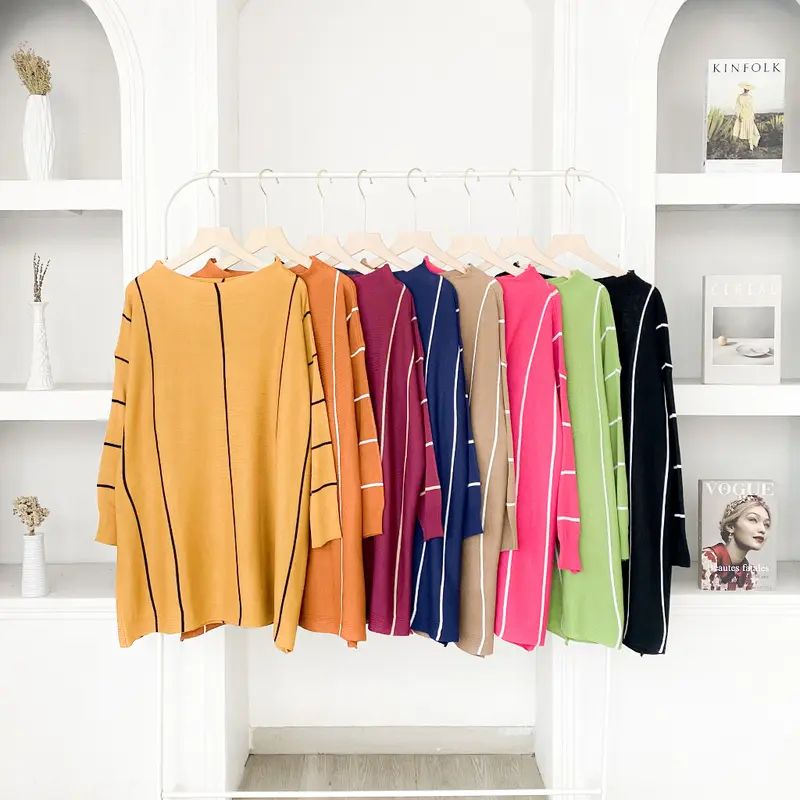 KAYLE TOP KNIT OVERSIZE - FLOTTILICIOUS / atasan wanita / baju jumbo oversize / big size / bahan knit rajut / blouse murah / hijab ootd / fashion style / korean style Panjang Tangan 2