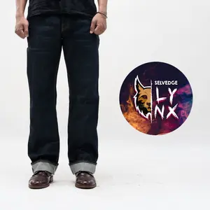 EARTHY GENOVA - Denim Selvedge LYNX 15 Oz Celana Raw Jeans Pria Super Deep Indigo Red Line Selvedge