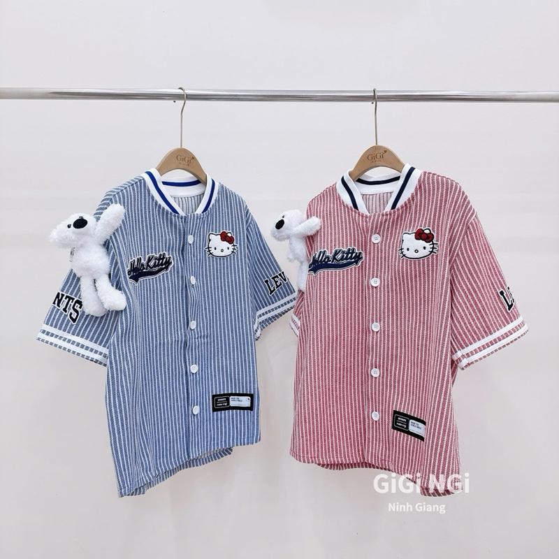  Áo kaki bóng chày kitty hồng sọc kèm gấu cao cấp   40-65kg   