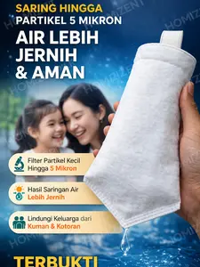 HOMIZENT- Filter air keran penjernih air premium penyaringan hingga 5 micron cocok untuk air keruh air PDAM Air perumahan air sumur atau air yang kena banjir