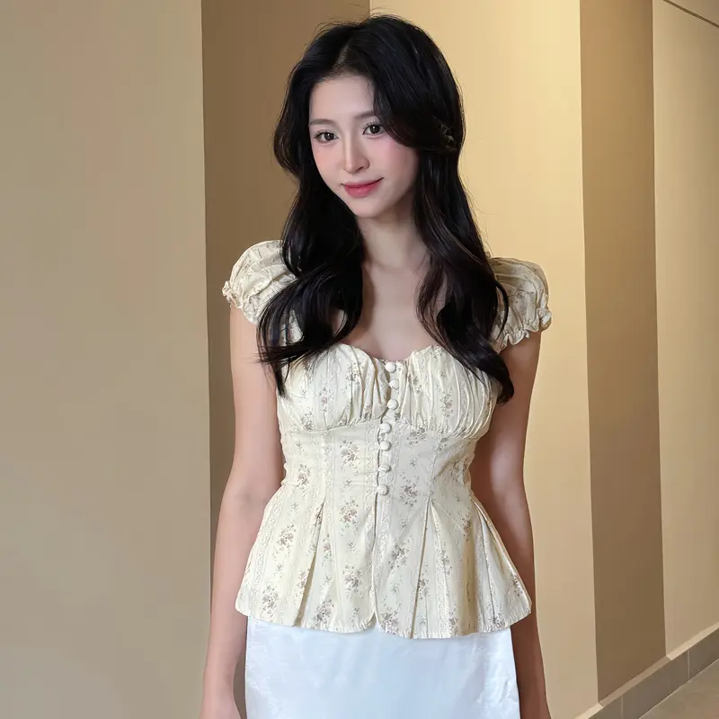 Áo Babydoll Kiểu Nữ Tay Bồng (Có Mút V1) Chun Lưng Chiết Eo Dáng Bồng Xoè Công Chúa Kimee - KA664 | BigBuy360 - bigbuy360.vn