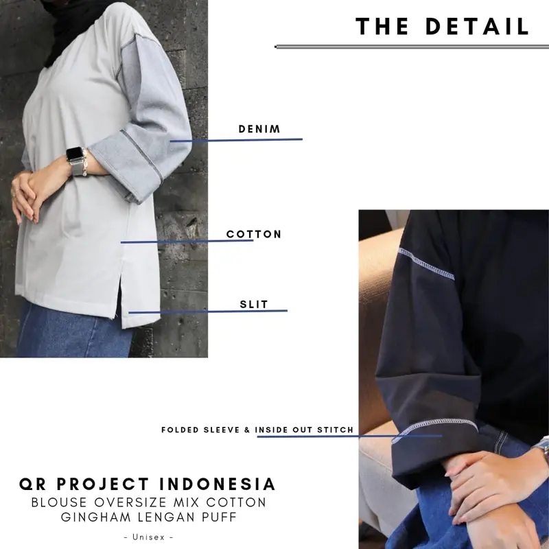 Kaos Oversize Wanita Lengan Panjang Cotton Combed 20s Mix Cotton Denim 1