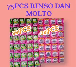 PROMO ISI 75PCS ISI RINSO 36 MOLTO 39 NYUCI BERSIH DAN HARUM Pembersih BAJU Cairan