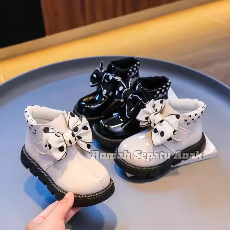 Sepatu Anak Perempuan Model Boot Pita Vulkadot Fashion Anak Keren dan Lucu Trendy 5