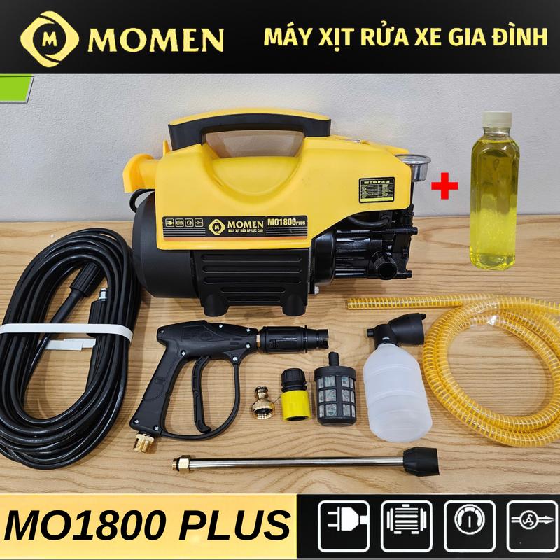 MOMEN Máy Xịt Rửa Gia Đình Áp Lực Cao MO1800plus Đầy Đủ Phụ Kiện + 1 Lọ Dung Dịch Rửa Xe 330ml