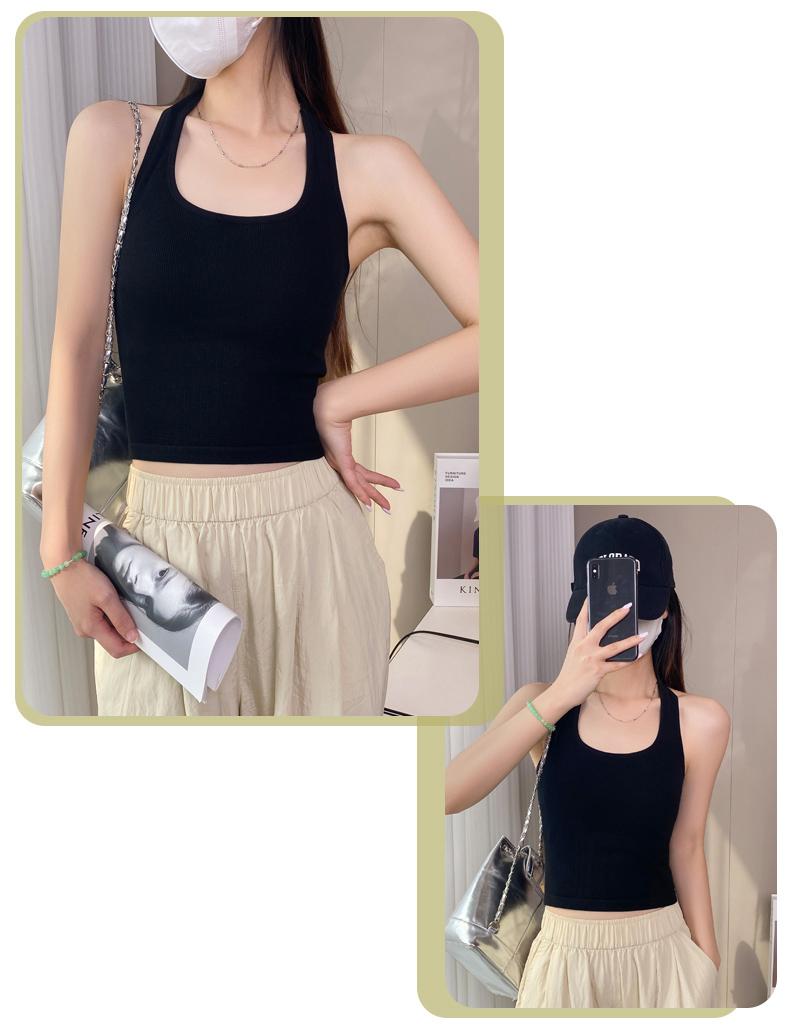 Product Introduction of Áo Yếm Cổ Chữ U, Màu Trơn Áo Vest Nữ Dáng Ôm, Thích Hợp Cho Mùa Hè, Thiết Kế Lưng Thanh Lịch, Áo Cơ Sở Thời Trang, Thích Hợp Cho Thể Thao 4