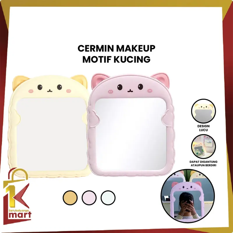 [COD] SM K153 Cermin Meja Rias Bentuk Kucing Lucu Kaca Duduk Aesthetic Portable Serbaguna 0