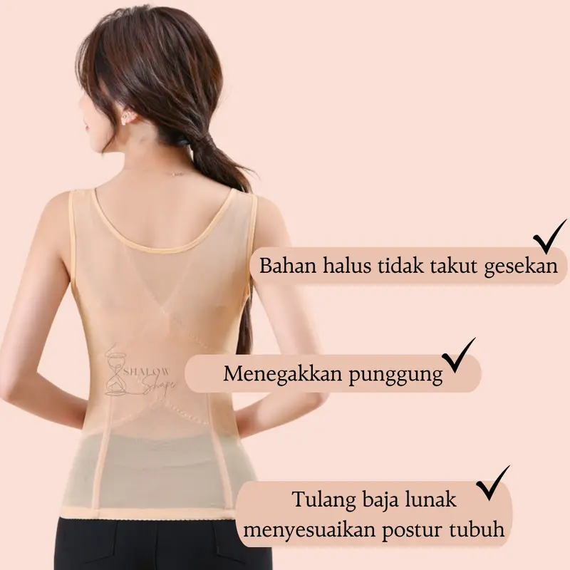 SHALOW M-5XL Kate Atasan Korset Pelangsing Perut Buncit Korset Melahirkan Korset Seamless Korset Slimming Suit Korset Penopang Tubuh Korset Longtorso 6 Pengait 4 Tulang Stagen 5