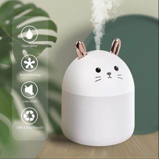 Cute Rabbit Humidifier Colorful LED Cute Rabbit USB Air Humidifier, Mist Humidification ...