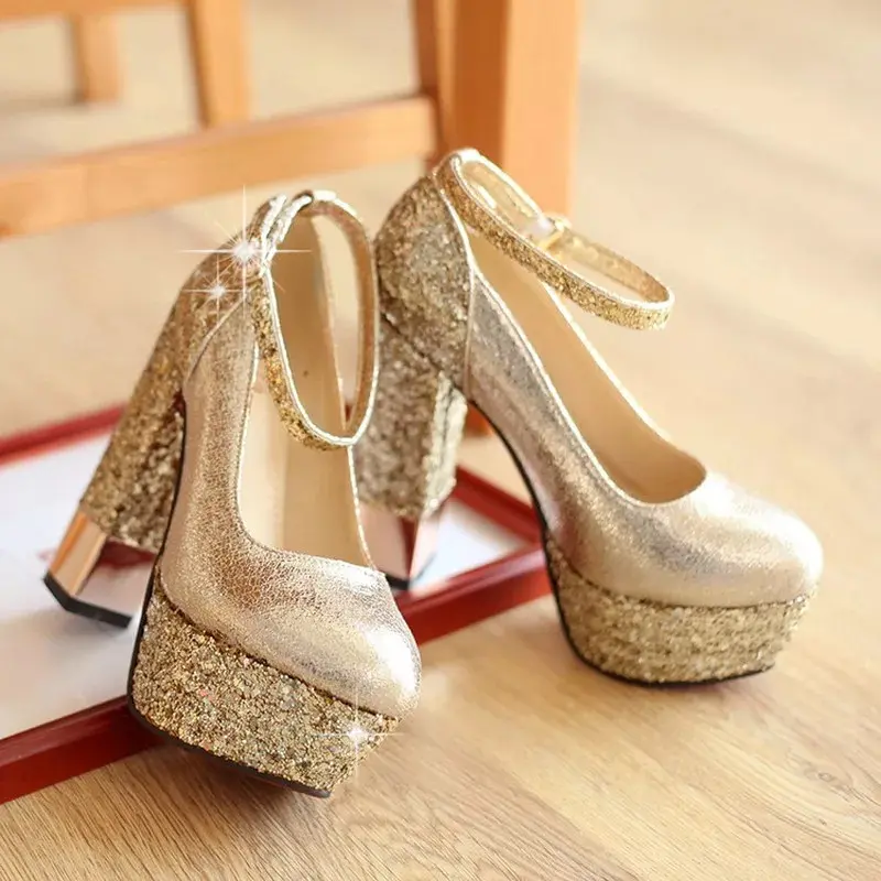 Heels Wanita Motif Glitter Tinggi 10 Cm HG 09