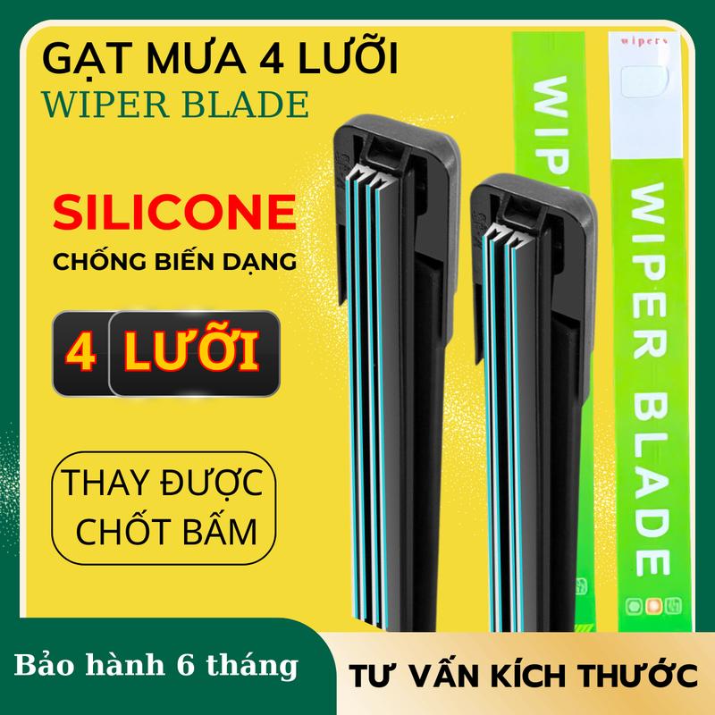  Gạt mưa ô tô 4 lưỡi đời 2024 phù hợp nhiều dòng xe chốt móc chốt bấm đều lắp được Cần gạt mưa ô tô silicon 4 lưỡi 