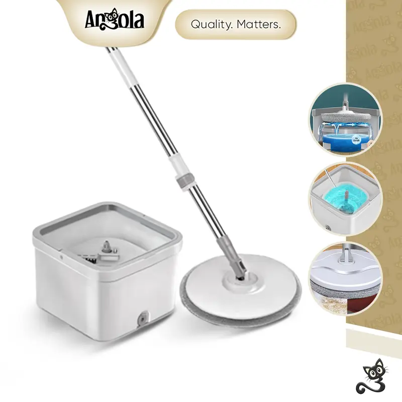 Angola Shop Spin Mop D03 Alat Pel Lantai Kain Pel Alat Pembersih Praktis Pel-pelan Otomatis pel lantai pel  lantai 0