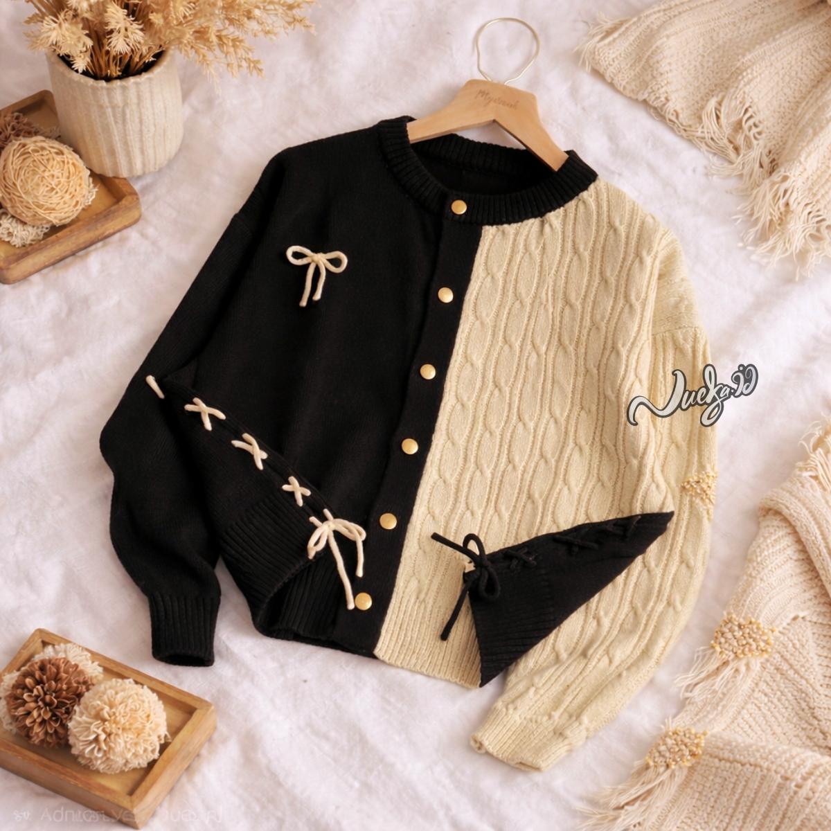 NUEKA - Prima Cuties Pita Cardy Rajut Motif Cable Korean Style
