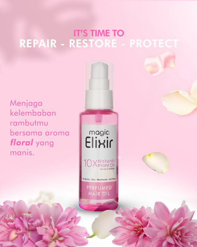 Magia Elixir Series 100ml Hair oil untuk menutrisi serta membuat rambut menjadi berkilau tanpa lepek Haircare Vitamin 7