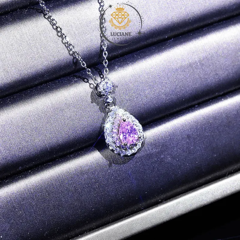 Kalung Liontin Wanita Pendant Water Drop Pear Necklace Diamond Moissanite Perhiasan Cewek Lapis Emas 2