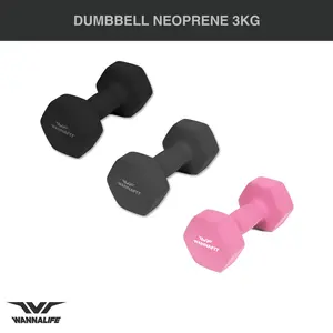 Dumbell 3kg Wannalife Dumbbell Neoprene Barbel Vinyl Anti slip 3 kg