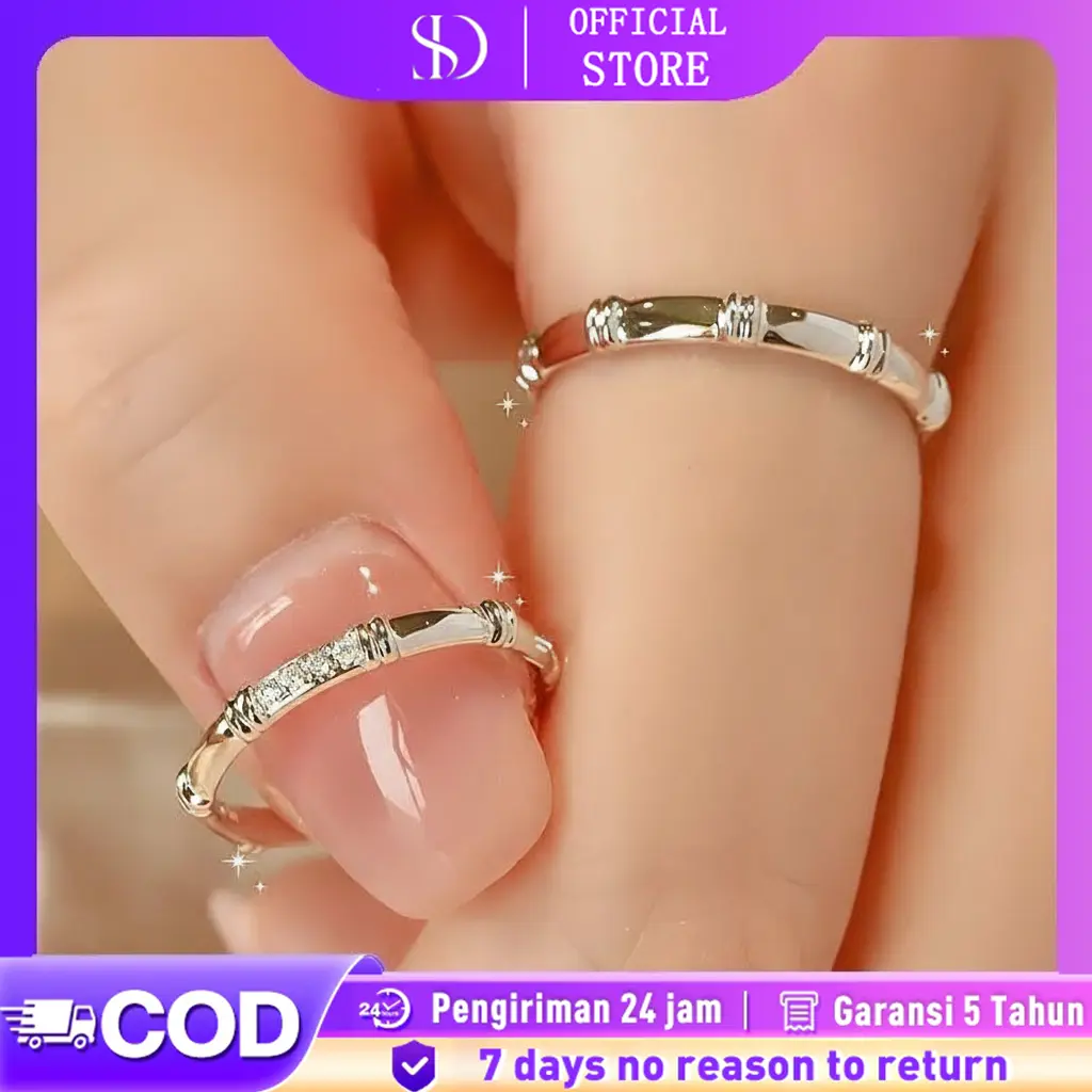 Cincin couple Pasangan Desain Eksklusif Minimalis S999 Silver Murni Ukuran Bisa Disesuaikan Hadiah Kekasih yang Unik dan Berkelas