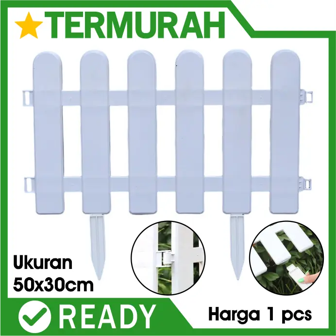 Pagar Plastik Taman Putih Tanaman bulat outdoor 50 x 30 CM Pembatas dekorasi kebun