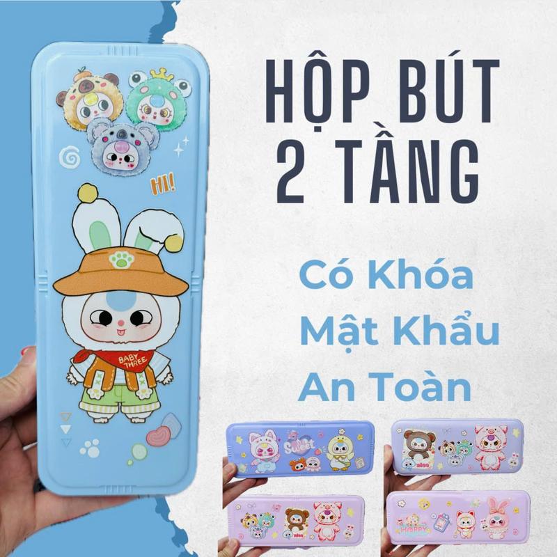 Hộp đựng bút học sinh có mật khẩu an toàn hộp bút đa năng hộp bút 2 tầng bằng nhựa nhiều mẫu