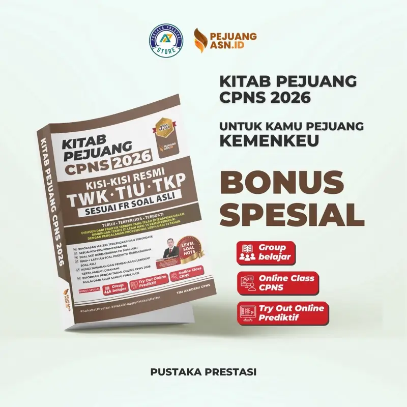 Buku Soal CPNS 2026 Terbaru KEMENKEU | Kitab Pejuang CPNS SKD 2026 Kisi-Kisi Resmi KEMENPAN-RB