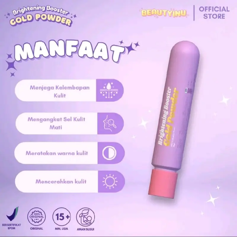 Paket Mencerahkan Beautyinu Brightening Booster Gold Powder + Marina UV White Sunblock Spf 30pa++ Lotion Pencerah 3