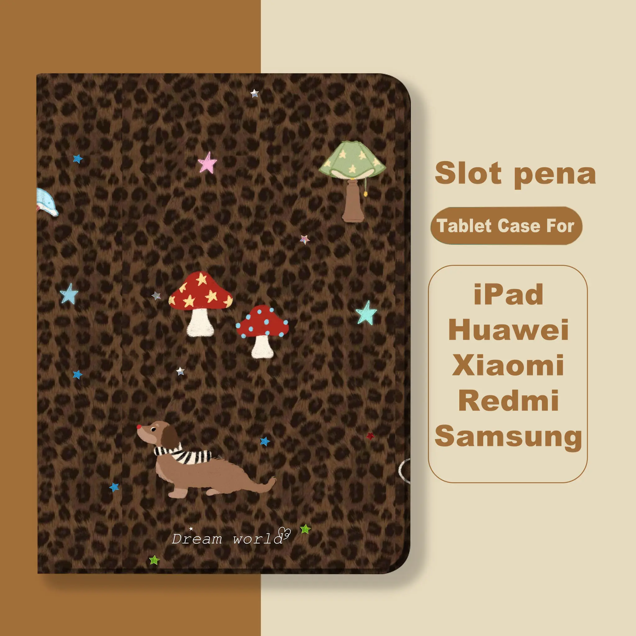 Cartoon Puppy PatternTablet Case For Huawei MatePad T10 T10S/For Samsung Galaxy Tab A9+ S9 FE 10.9"/For Redmi Pad Pro POCO Pad Pro12.1"/For MatePad 23/24 11.5"/For Redmi Pad 2 11"2025 /For iPad Pro 11 M2 M4 Air 6 5 4  10.9"With Pen Slot  Cover