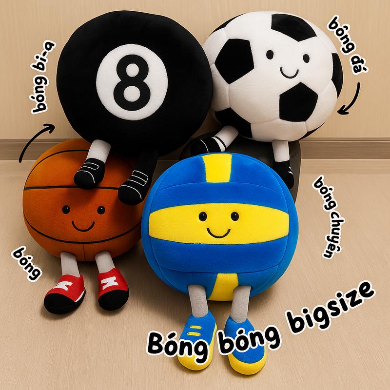 Gấu hình trái banh, gấu bông bóng đá, Jellycat bóng đá, gấu bông bóng chuyền , bóng rổ, bóng bi-a cao cấp mềm mịn dễ thương