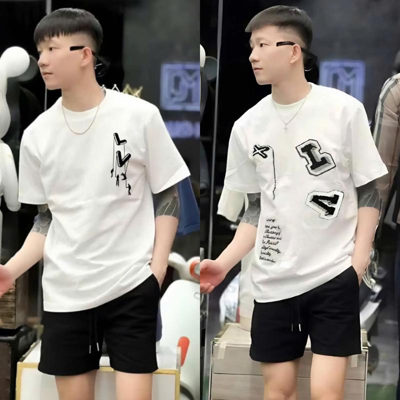  Set Bộ Tạo Kiểu in Chữ Phong cách boy phố chất vải thun mặc mát set đồ nam mặc hè mát mẻ thấm hút mồ hôi tốt mặc thoải mái 