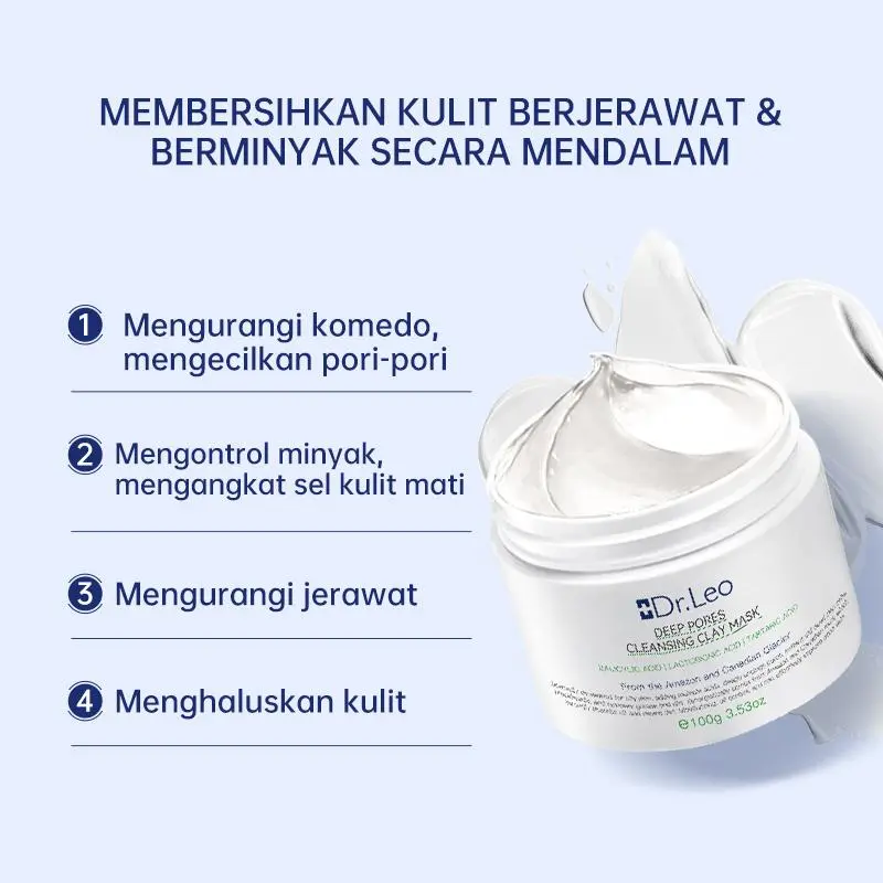 【AD】Dr. Leo 2 In 1 Anti Acne Cleansing Set Acne Drying Lotion Untuk Memudarkan Bekas Jerawat 10 ml + Clay Mask 100 g Yang Membersihkan Pori-Pori Secara Mendalam, Mengurangi Blackhead, Mengontrol Pengeluaran Minyak, Dan Membersihkan Kulit Wajah 5