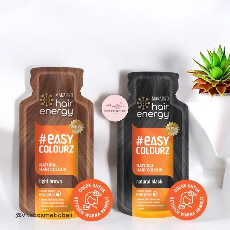 ￼Makarizo Hair Energy Easy Colour 26 mL - Natural Black Light Brown - Hair Color - Pewarna Rambut Cat penghilang uban 0