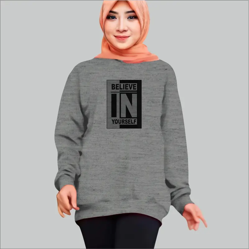 Kaos Wanita Lengan Panjang Motif BelieveIN atasan Sweatshirt #Fyp 2